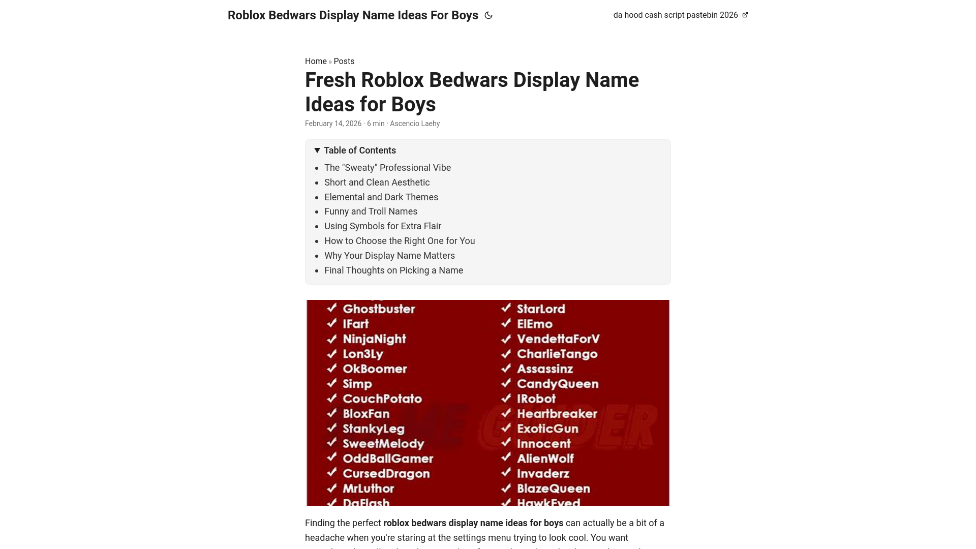 website screenshot of https://roblox-bedwars-display-name-ideas-for-boys.pages.dev/
