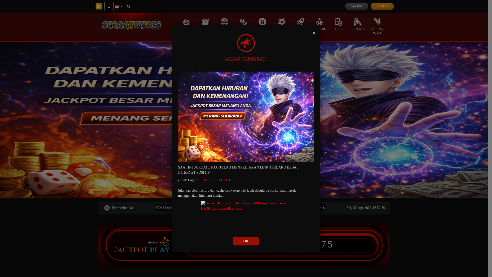 website screenshot of https://surgatoto38.net