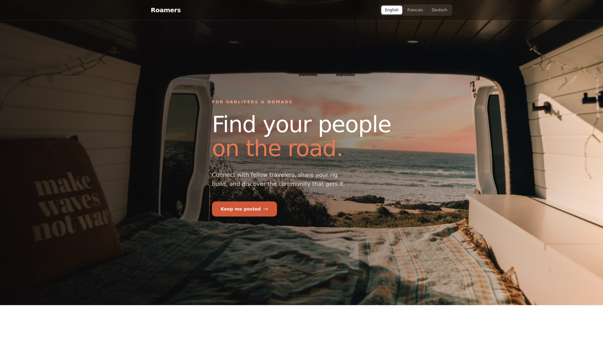 website screenshot of https://roamers.earth/