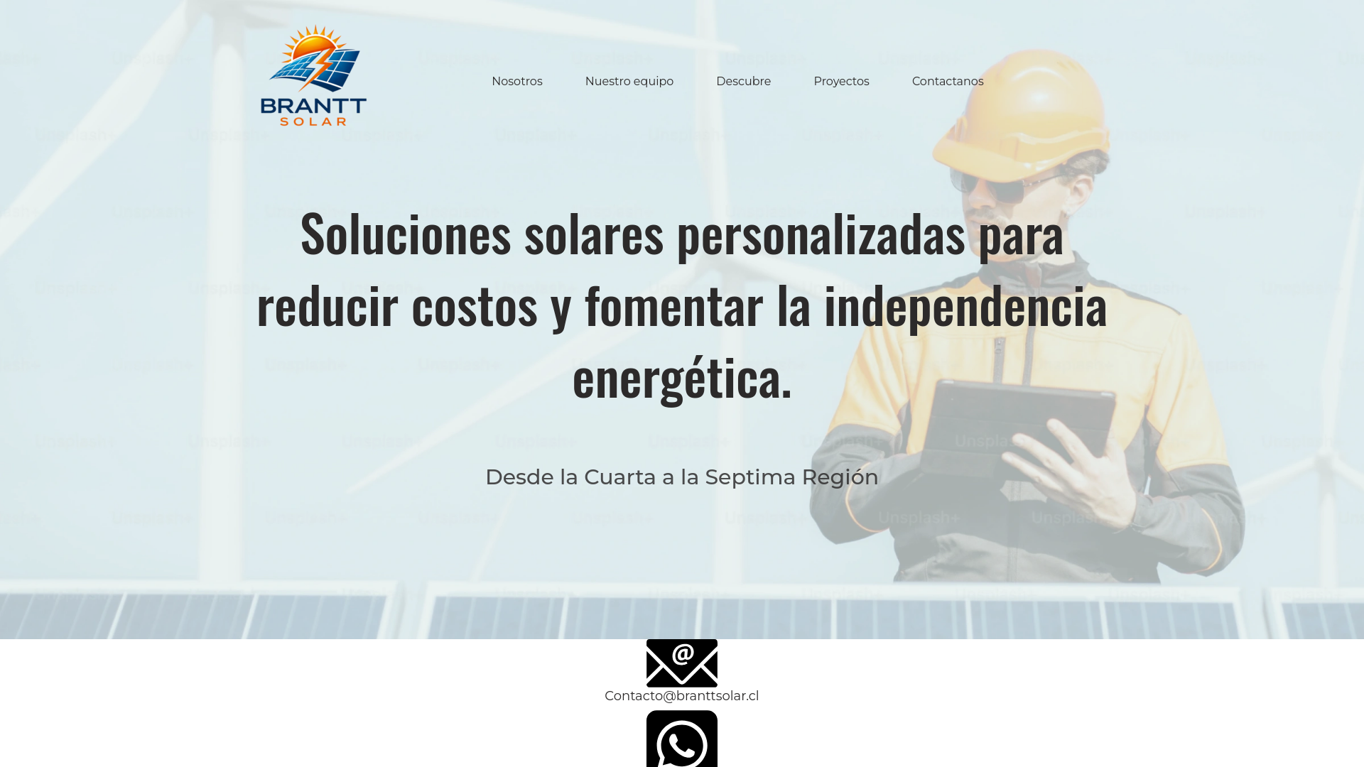 website screenshot of https://branttsolar.cl