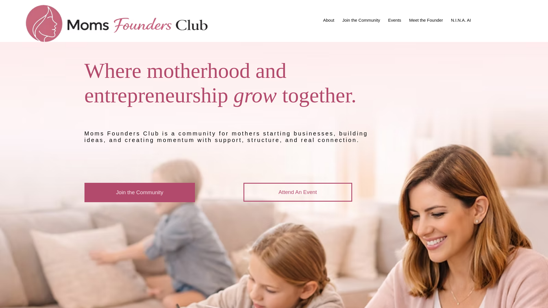 website screenshot of https://momsfoundersclub.com/