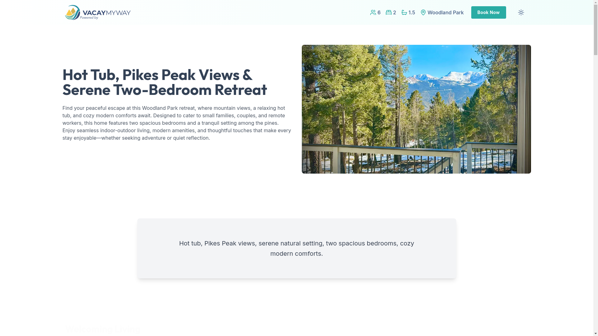 website screenshot of https://pikesview.villas/