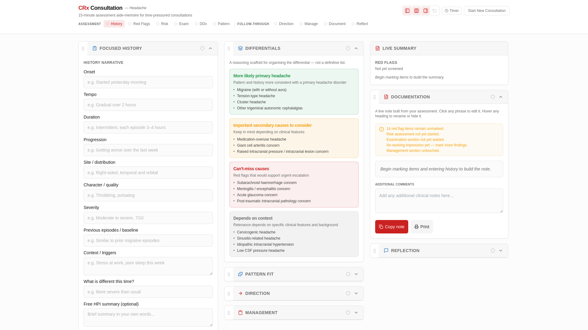 website screenshot of https://consultation.clinicalreasoning.io