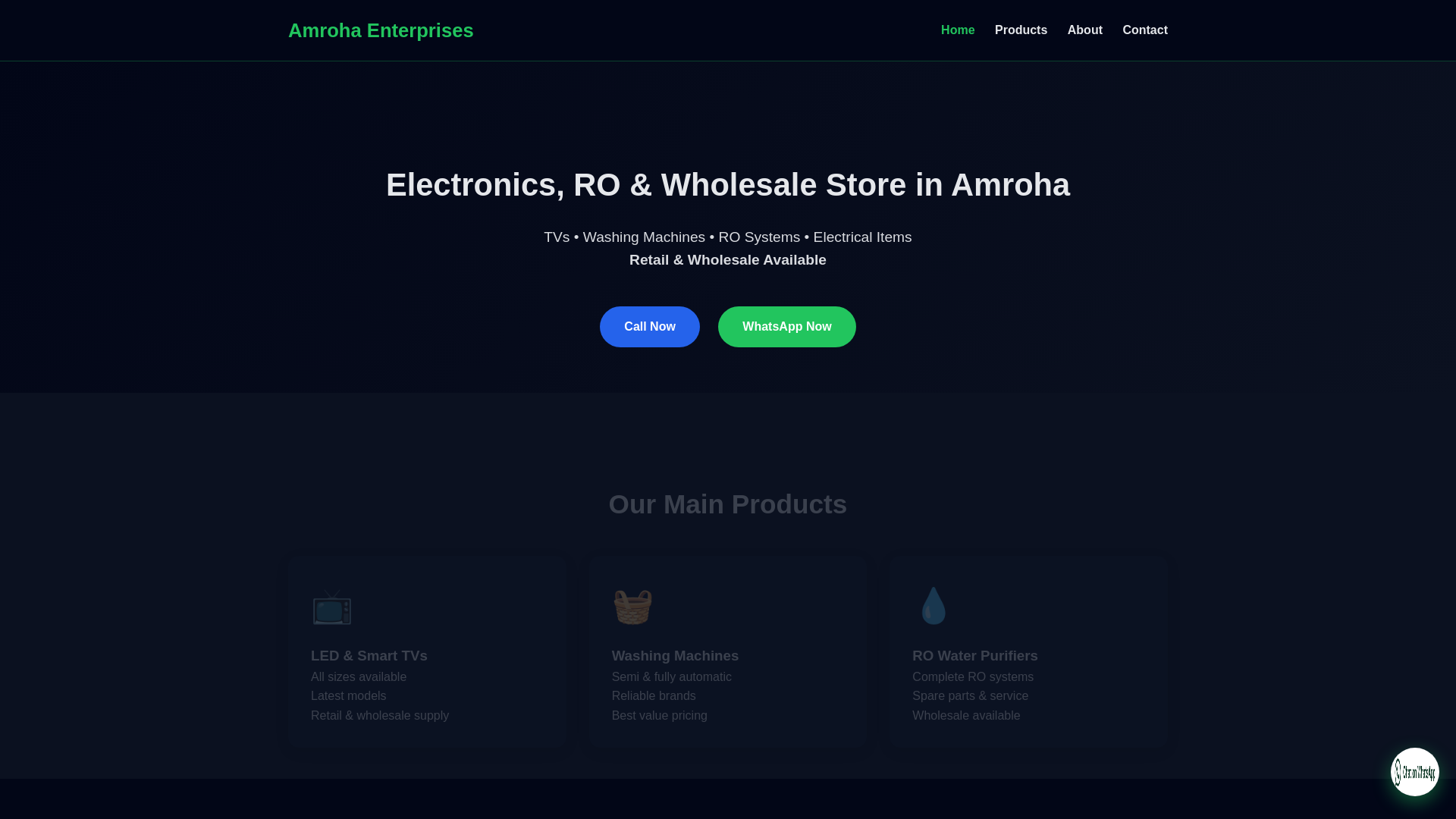 website screenshot of https://amroha-enterprises.pages.dev/