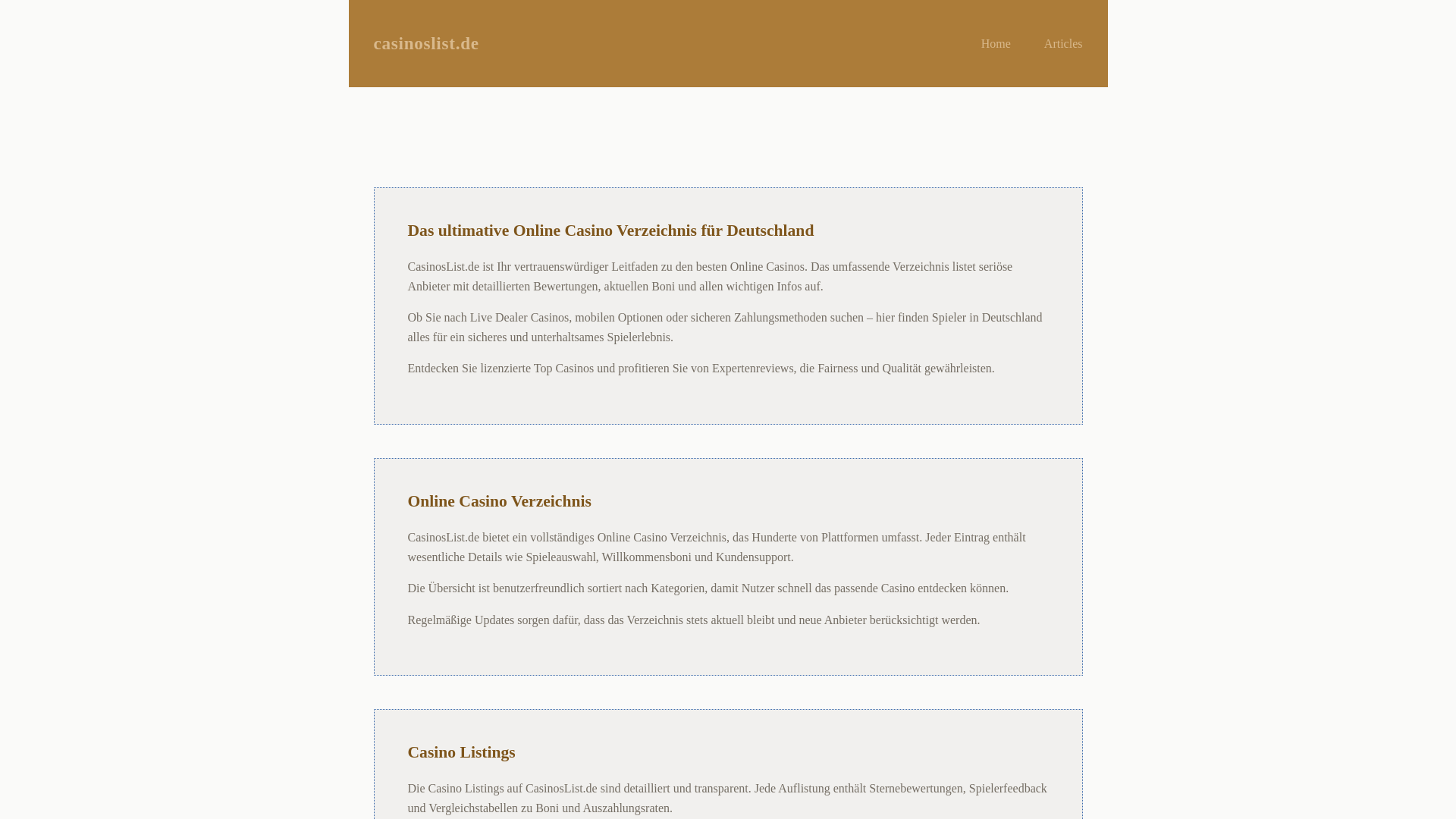 website screenshot of https://casinoslist.de/