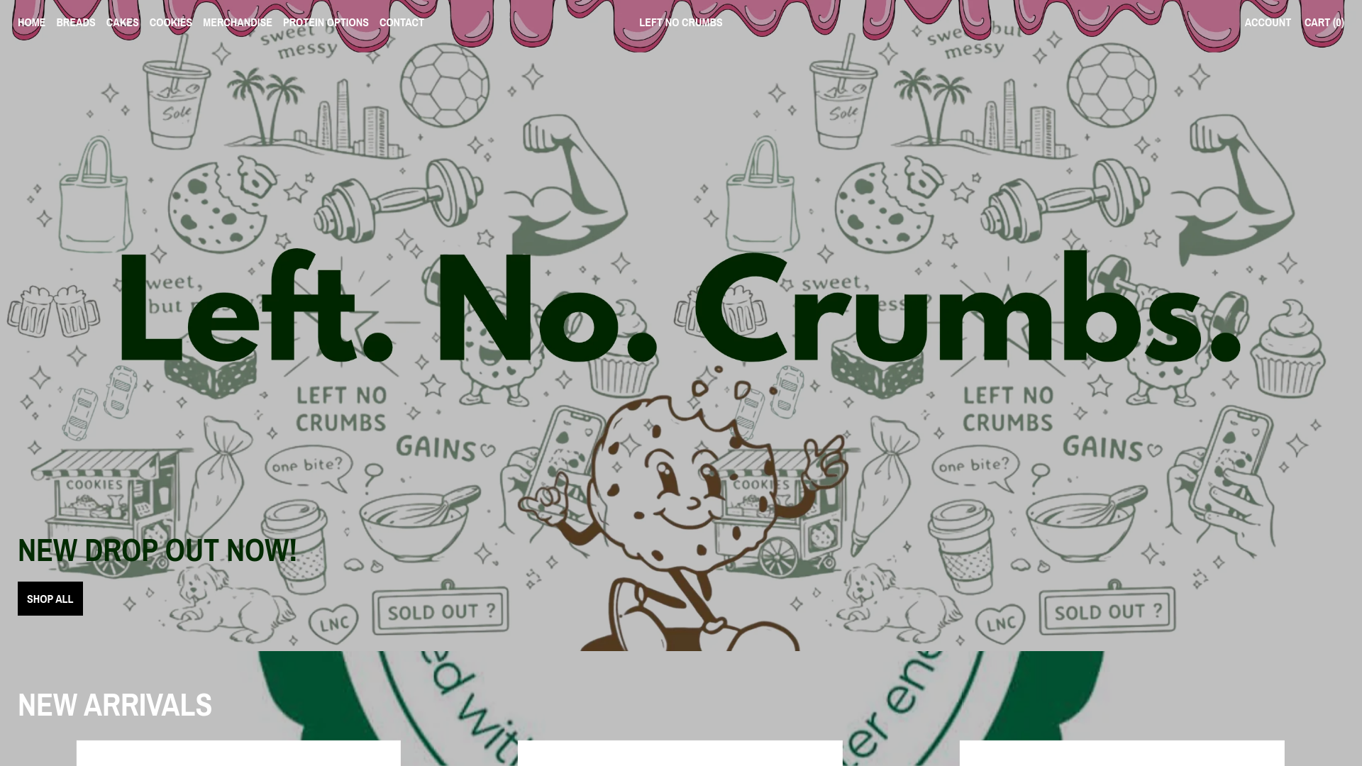 website screenshot of https://leftnocrumbs.shop