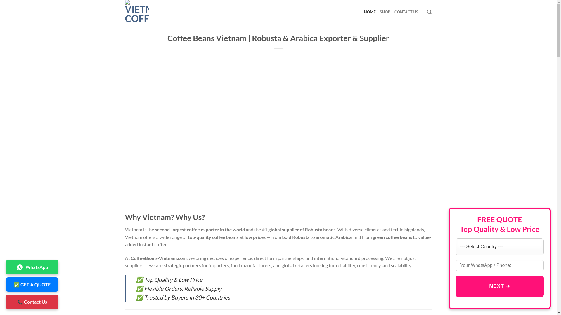 website screenshot of https://vietnamcoffeebeansupplier.com/