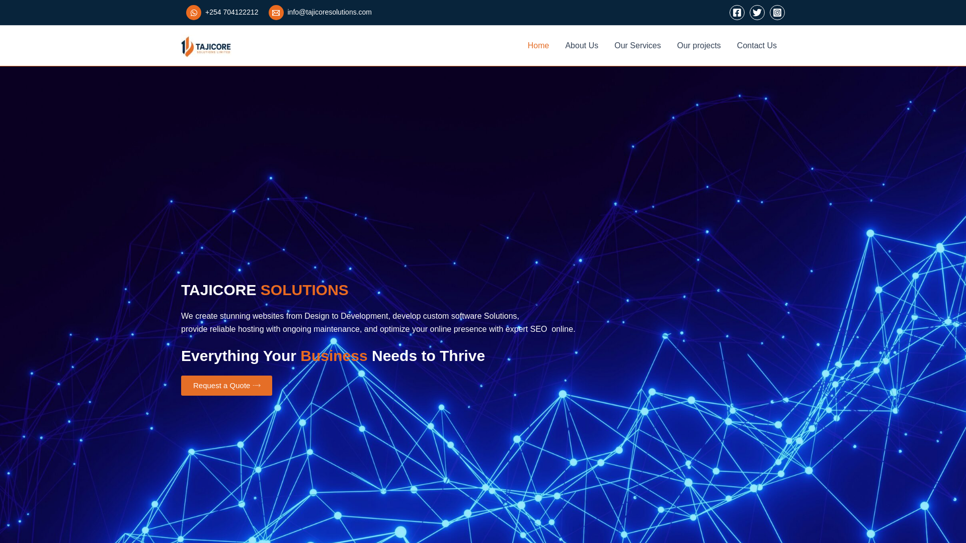 website screenshot of https://tajicoresolutions.co.ke