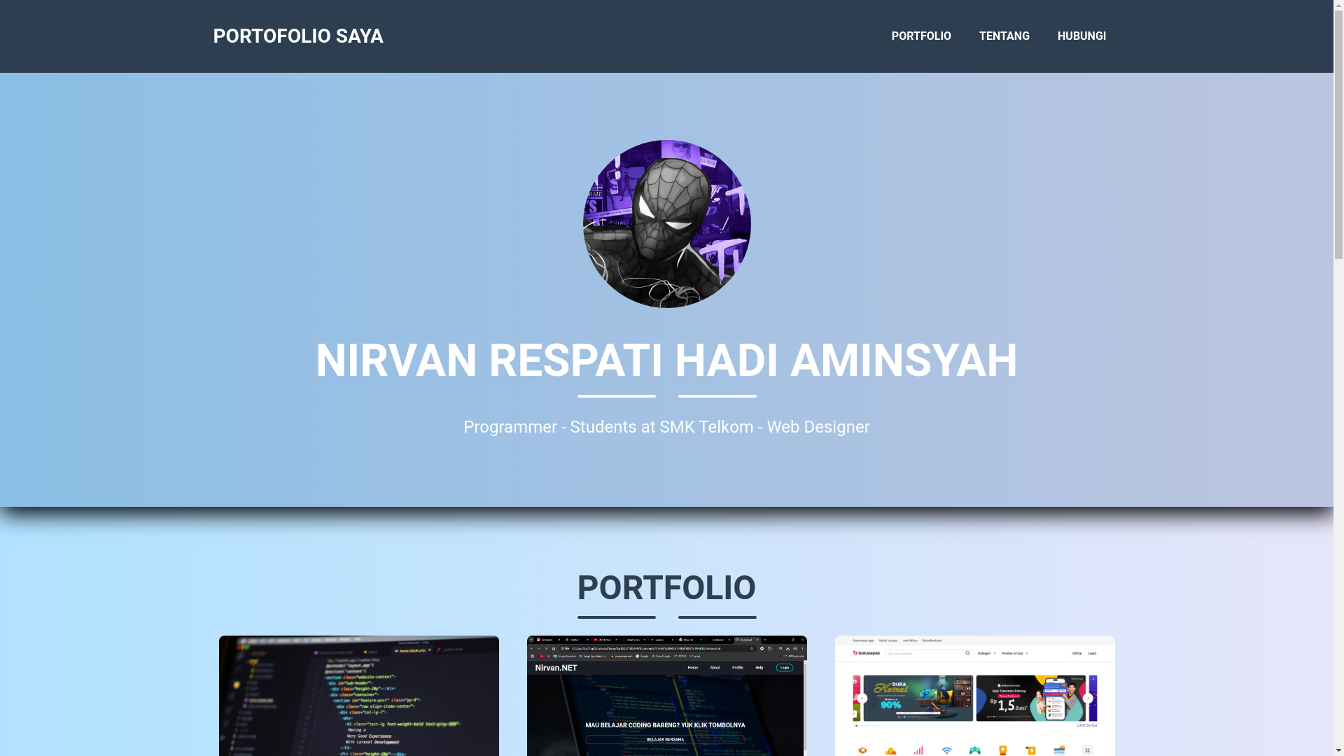 website screenshot of https://nirvan.my.id/