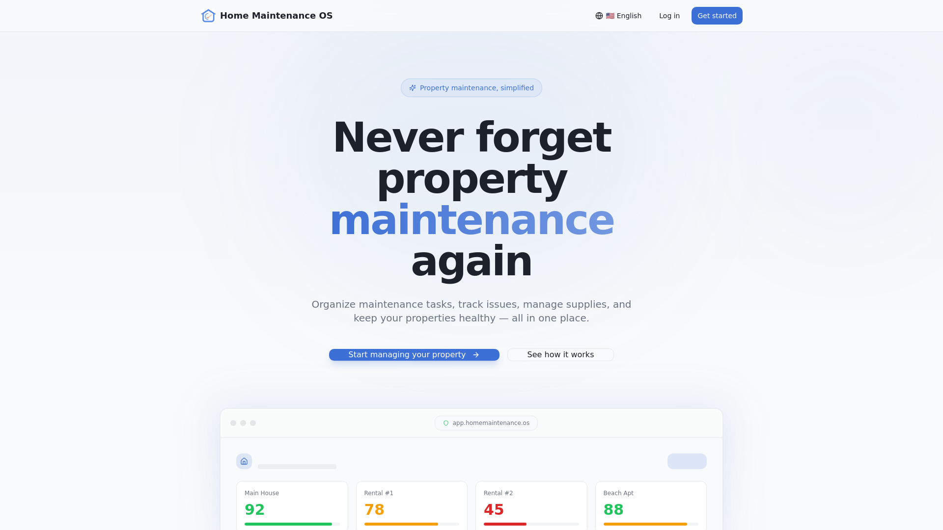 website screenshot of https://homemaintenanceos.com/