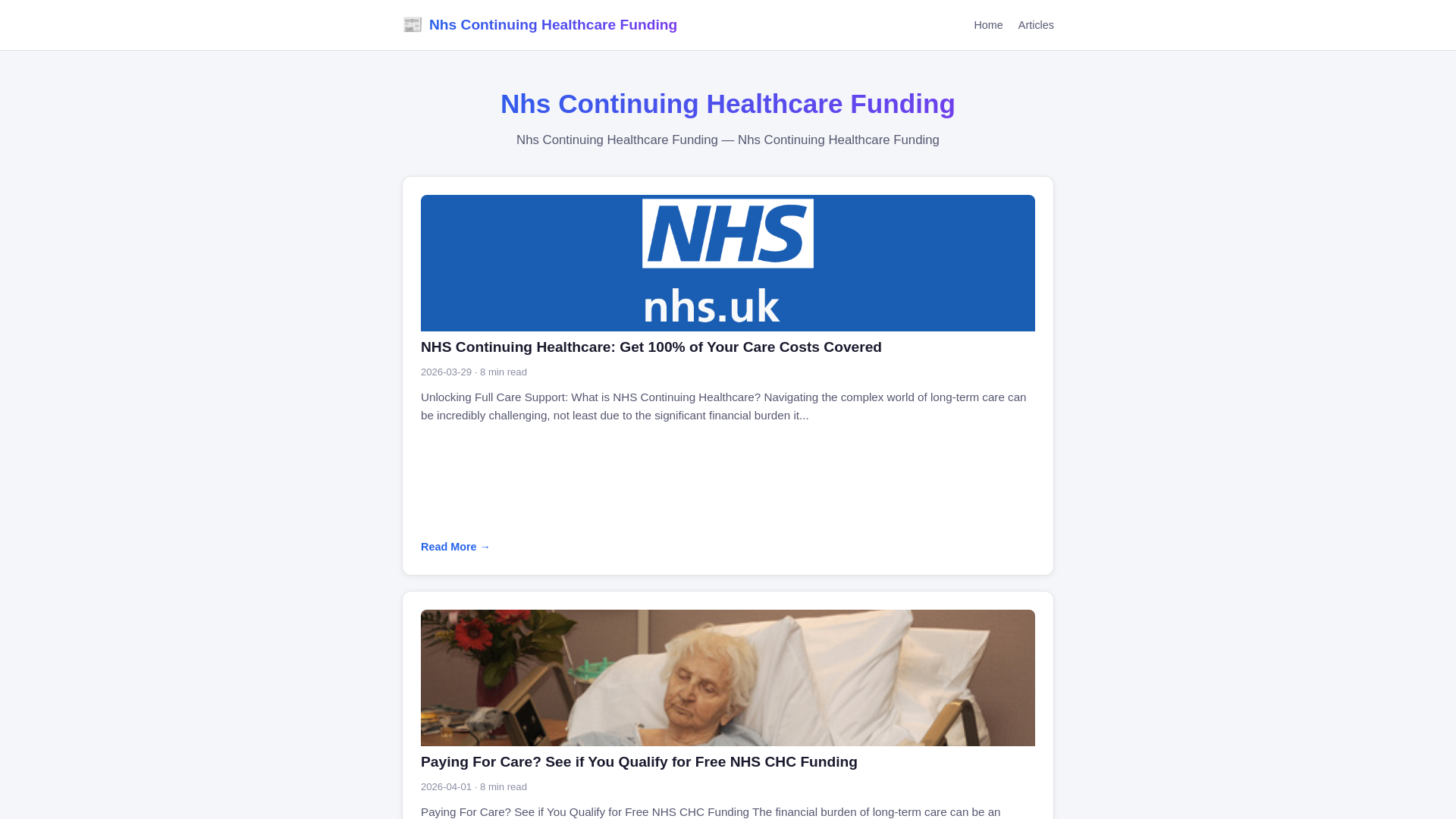 website screenshot of https://nhs-continuing-healthcare-funding.pages.dev/