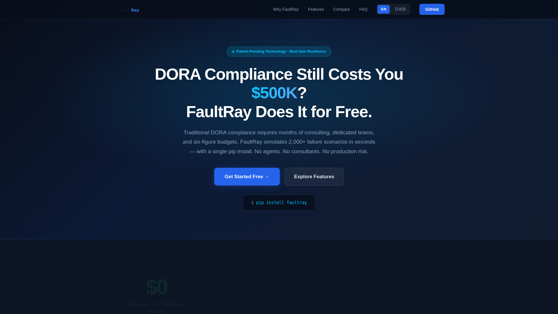 website screenshot of https://faultray.com/