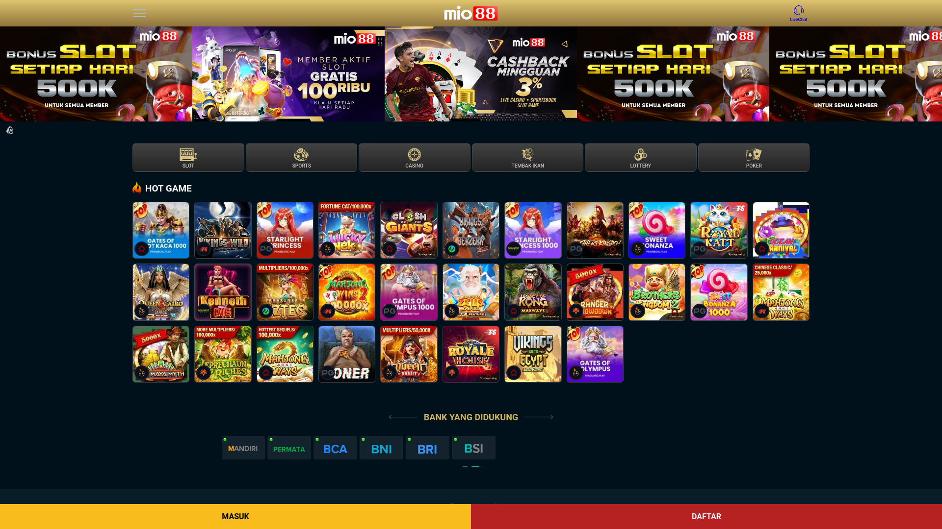 website screenshot of https://mio88original.pages.dev/