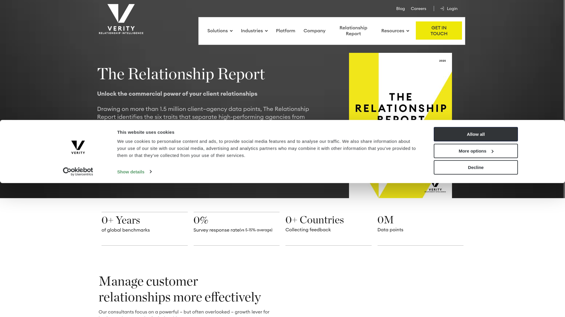 website screenshot of https://verityrelationshipintelligence.co.uk