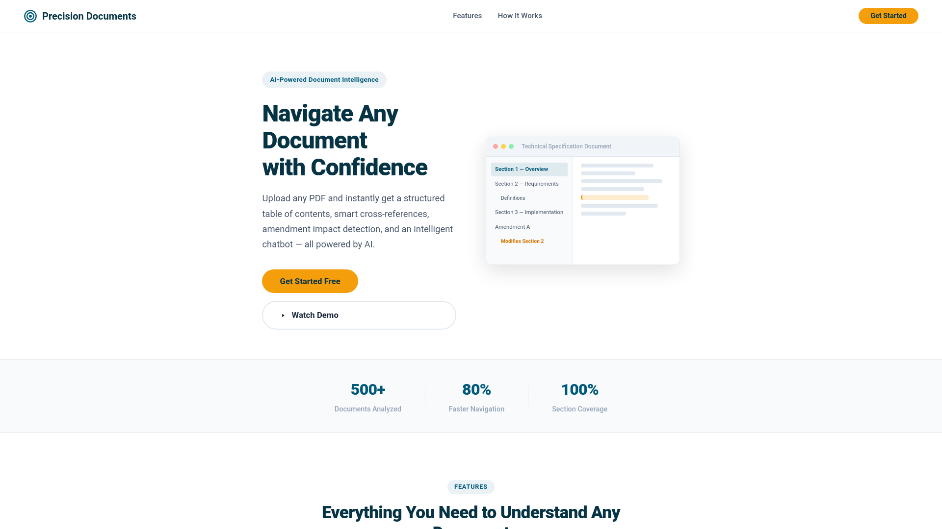 website screenshot of https://precisiondocument.com