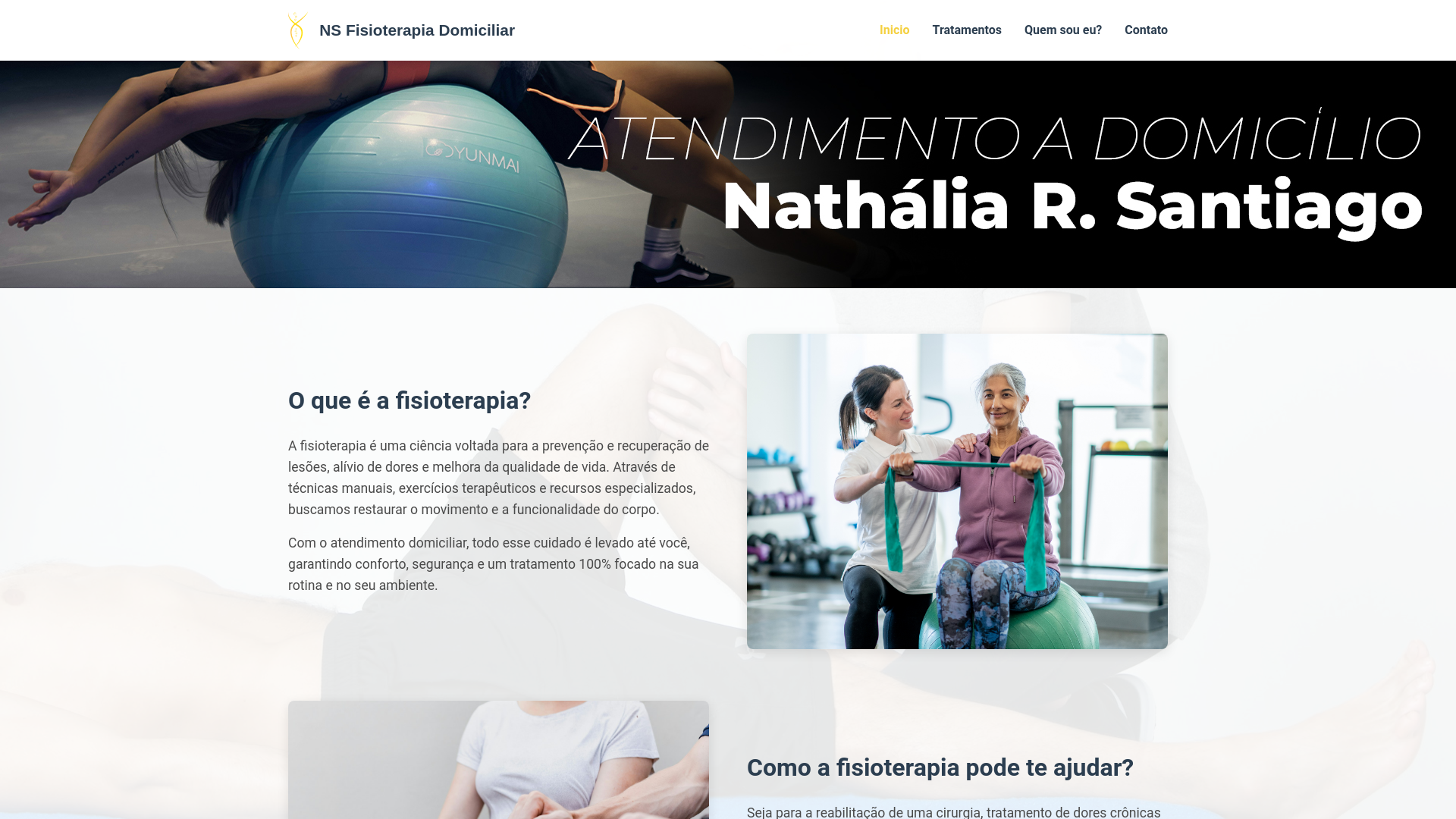 website screenshot of https://nsfisioterapiadomiciliar.com.br/