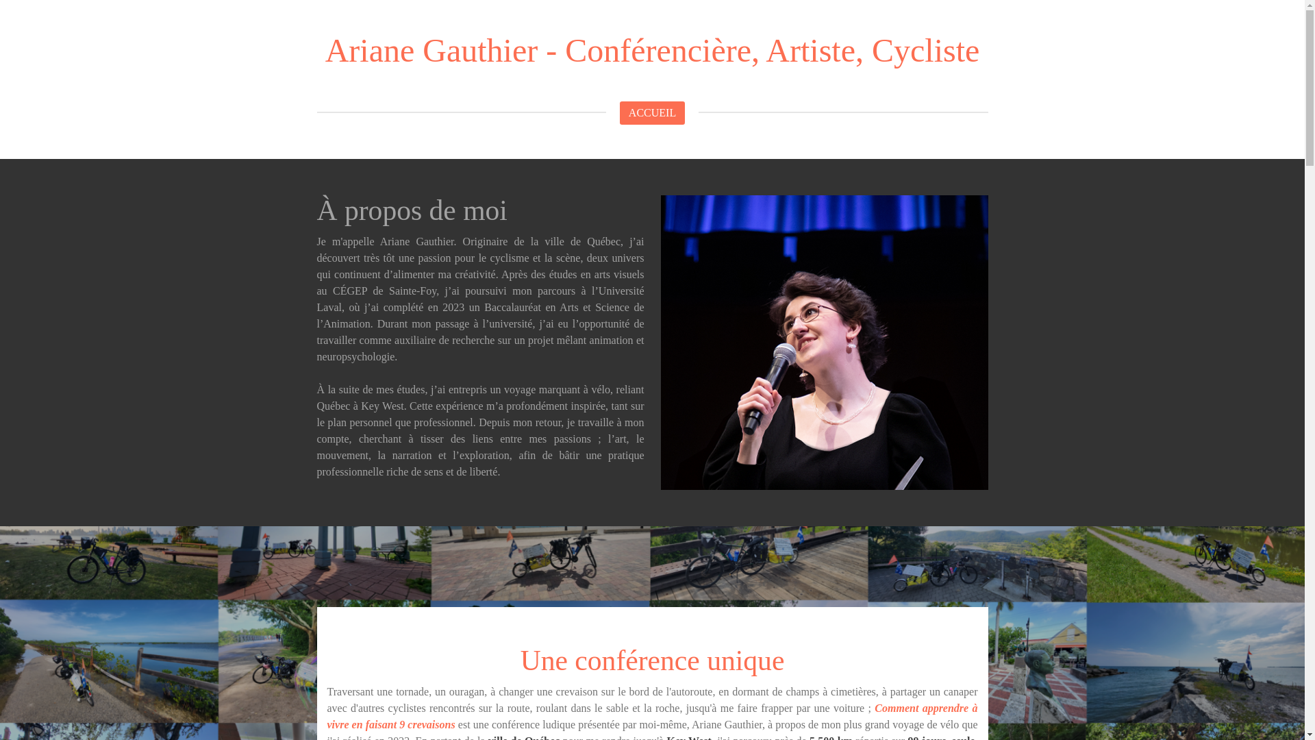 website screenshot of https://ariane-gauthier-conferenciere-artiste-cycliste.com/