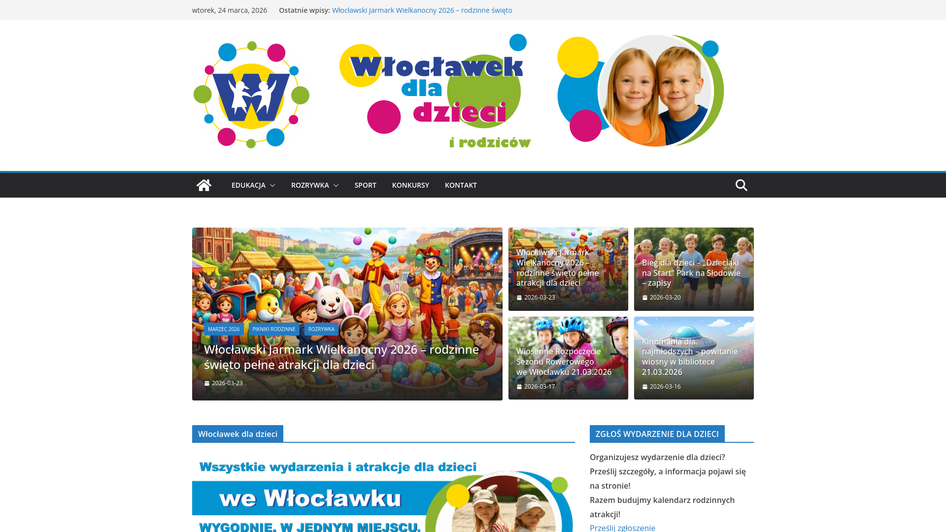 website screenshot of https://wloclawekdladzieci.pl/