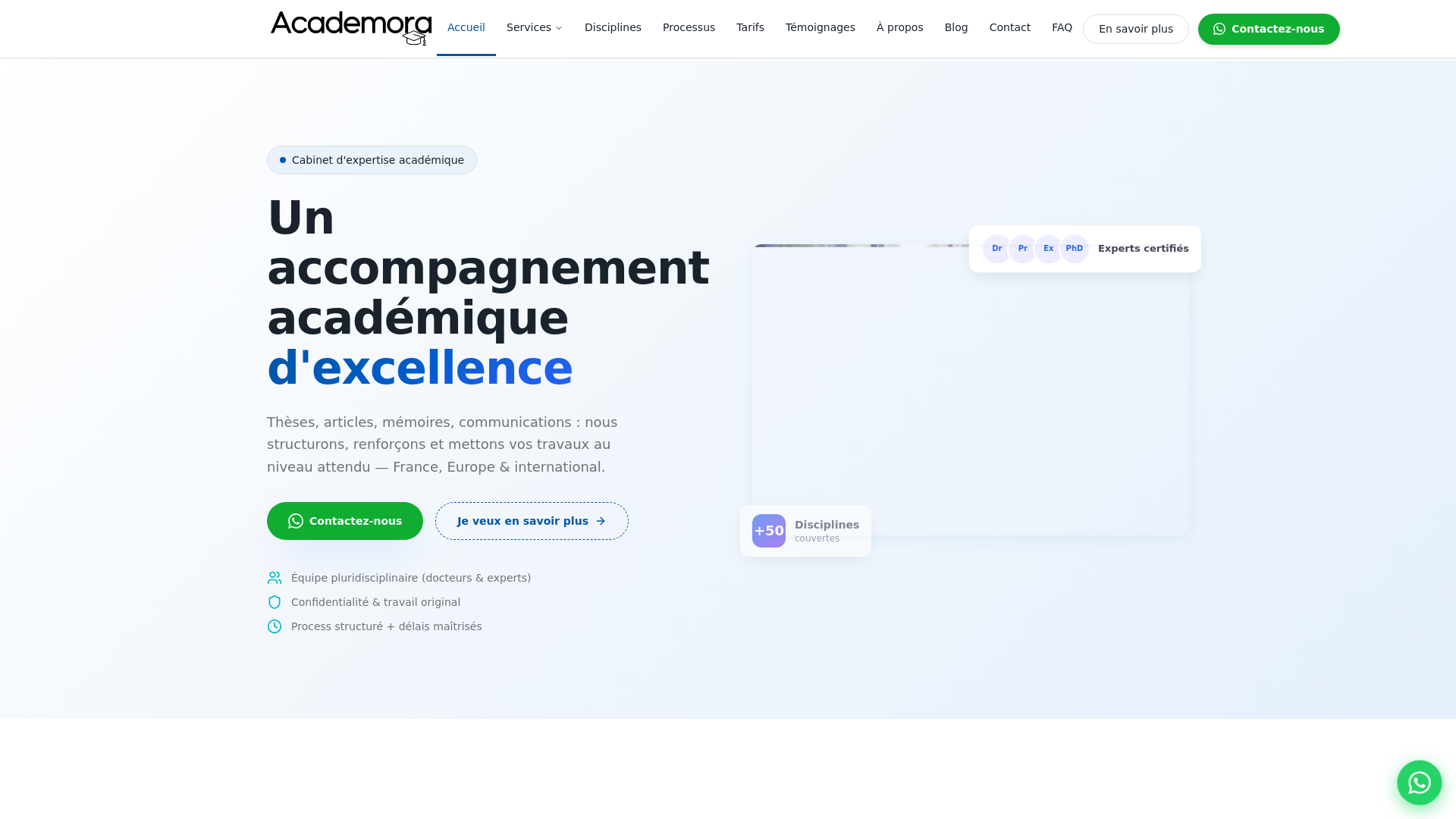 website screenshot of https://academora.fr/