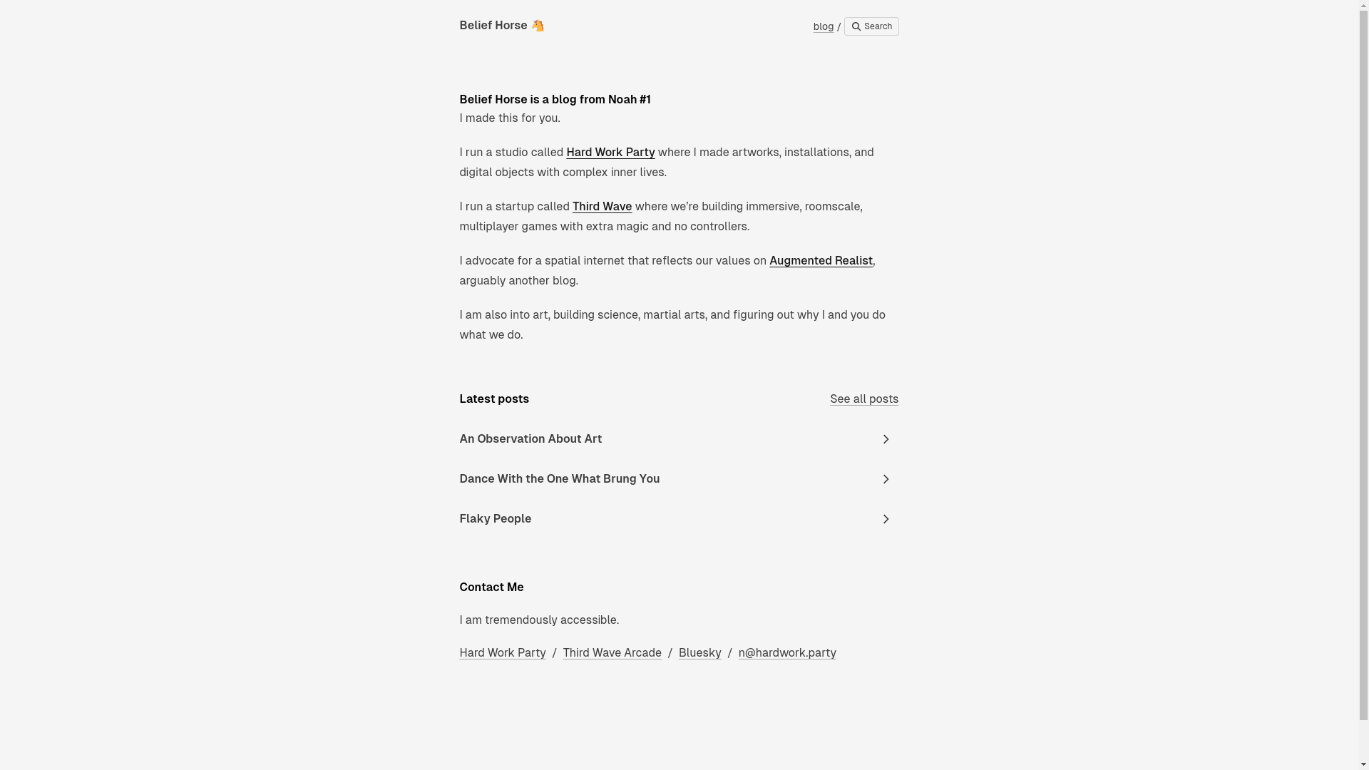 website screenshot of https://belief.horse/