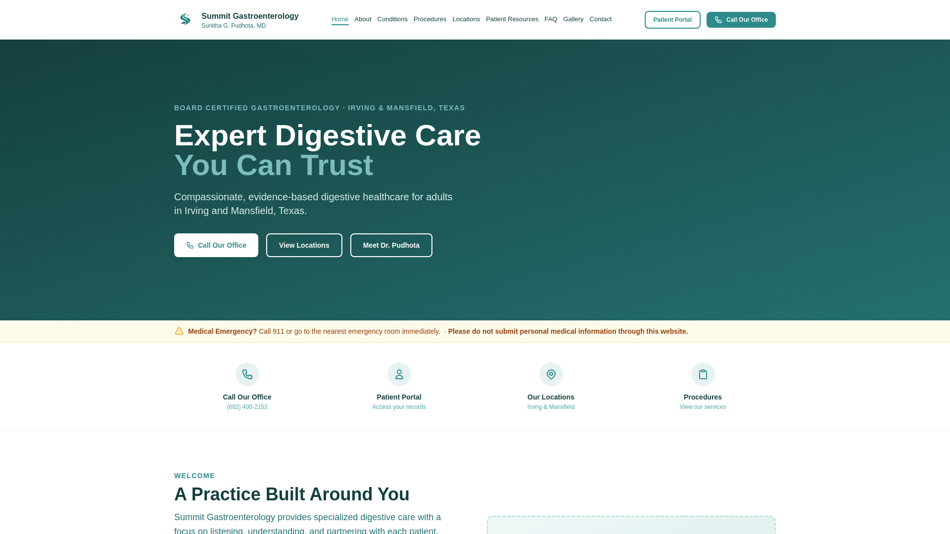 website screenshot of https://summitgastroenterology.com/