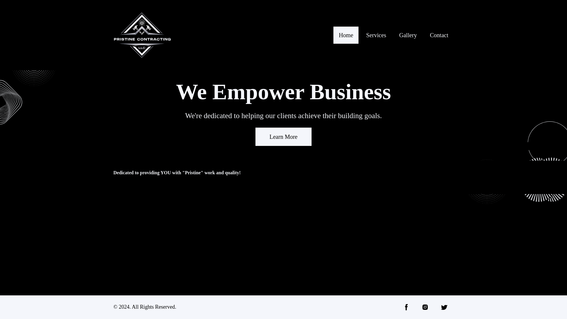 website screenshot of https://pristinecontracting.org/