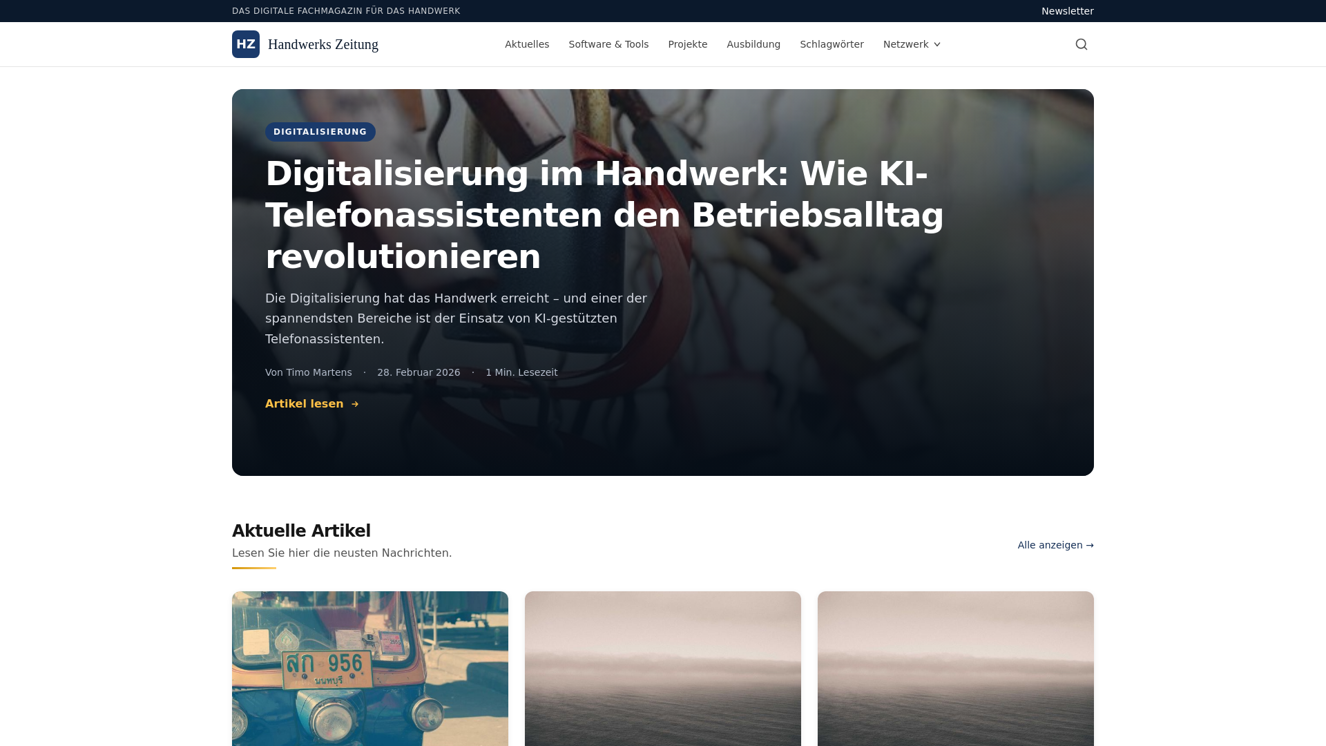 website screenshot of https://handwerkszeitung-frontend.pages.dev/