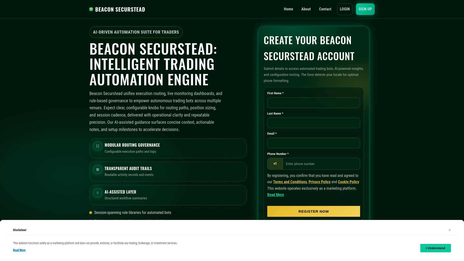 website screenshot of https://beaconsecurstead.shop/