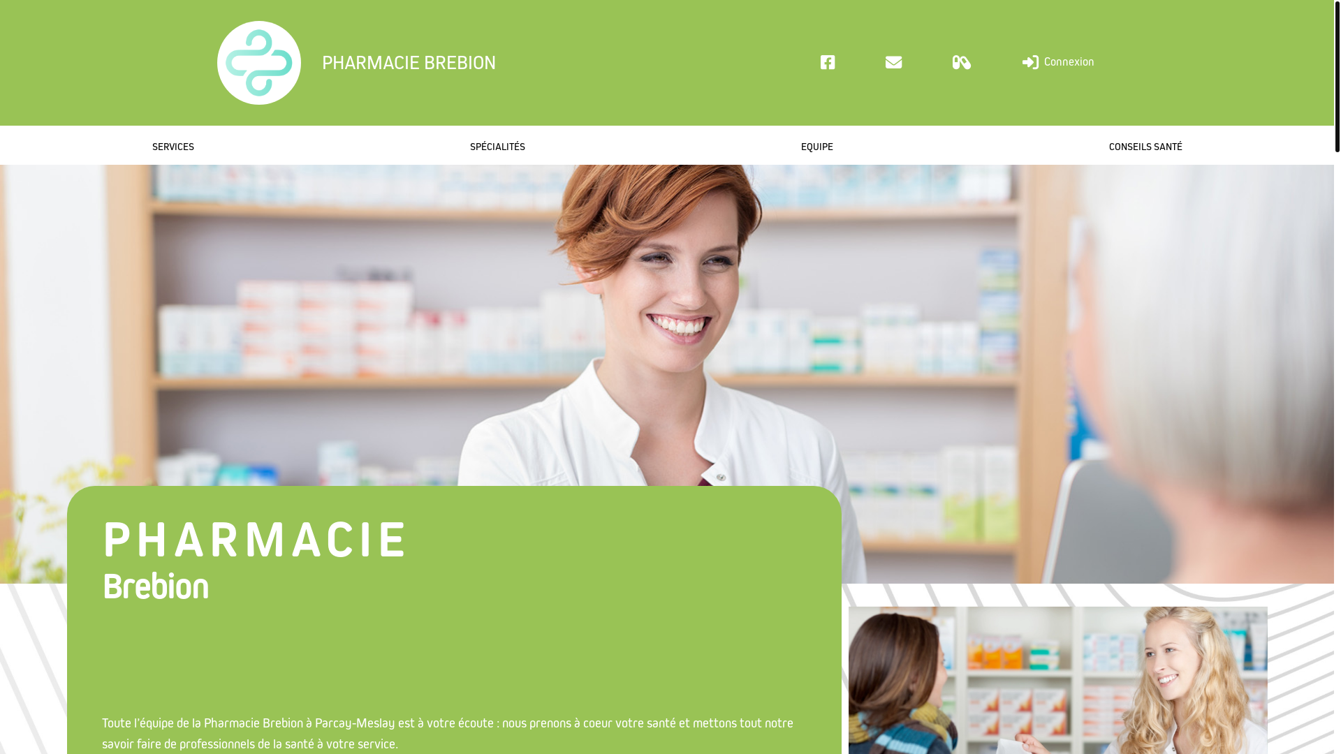 website screenshot of https://pharmaciedeparcaymeslay.fr/