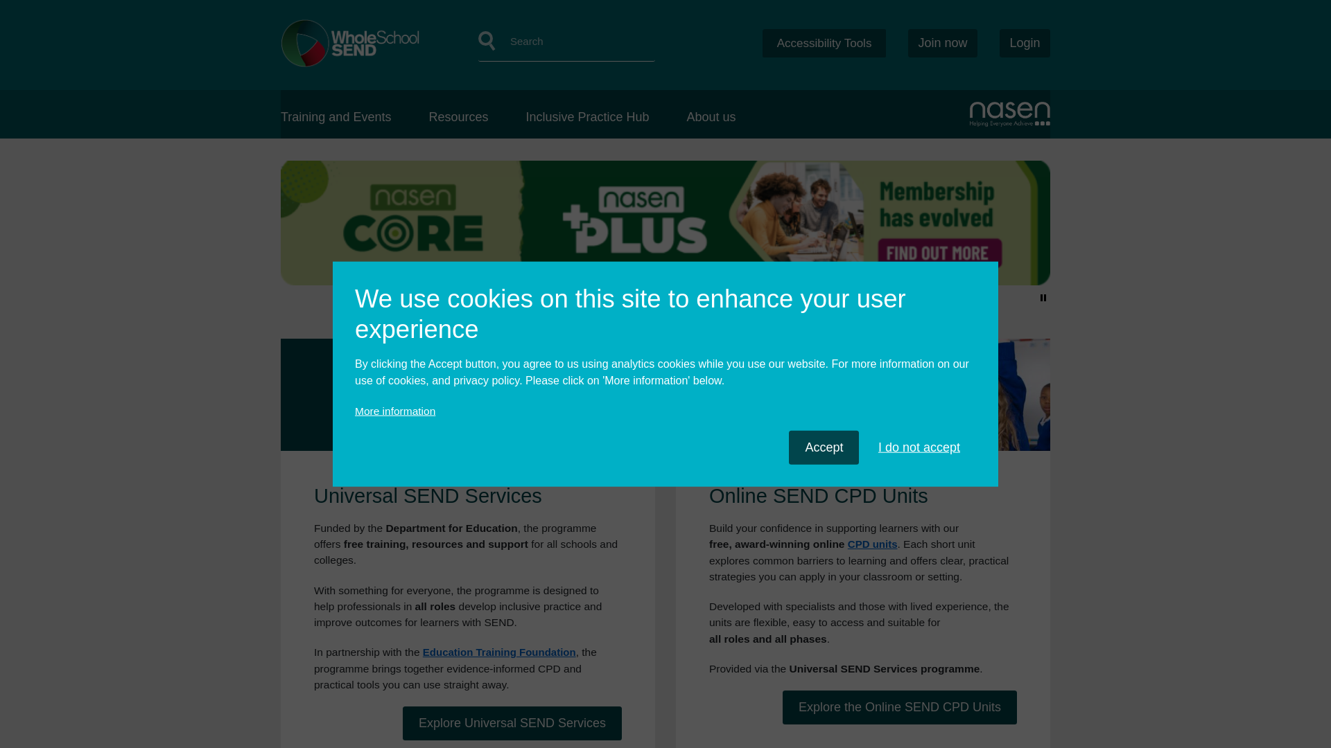 website screenshot of https://www.wholeschoolsend.org.uk/