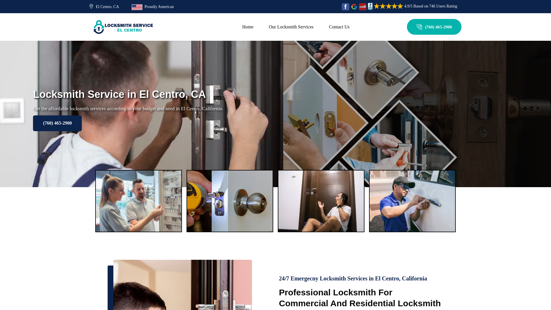 website screenshot of https://locksmithelcentro.com