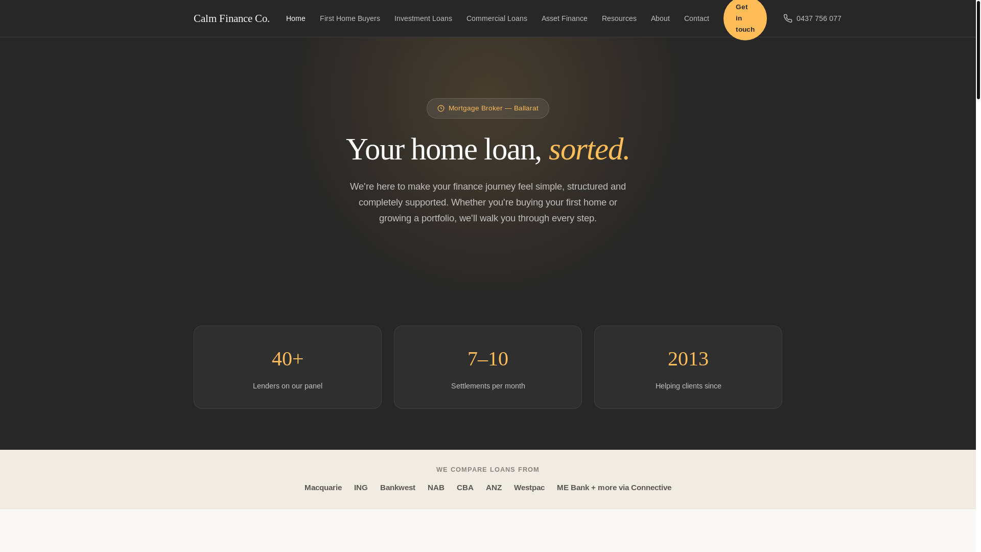 website screenshot of https://calm-finance.pages.dev/