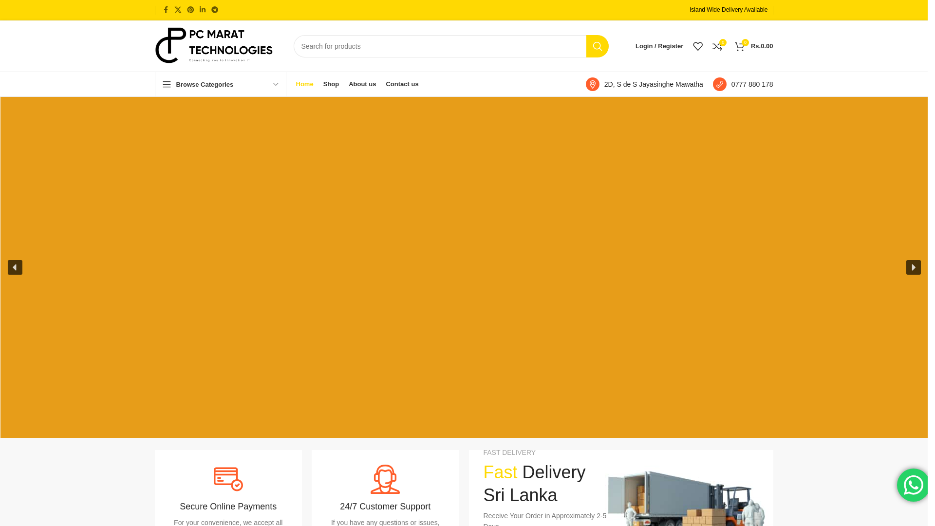 website screenshot of https://pctechmart.lk