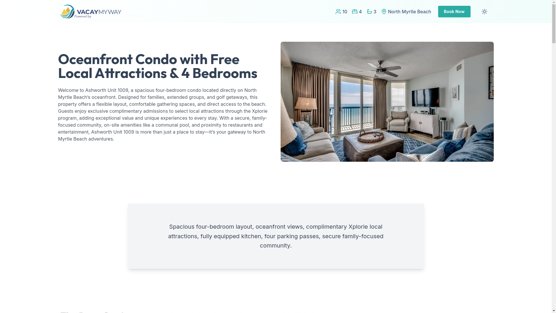 website screenshot of https://blissoceandrive.vacations/