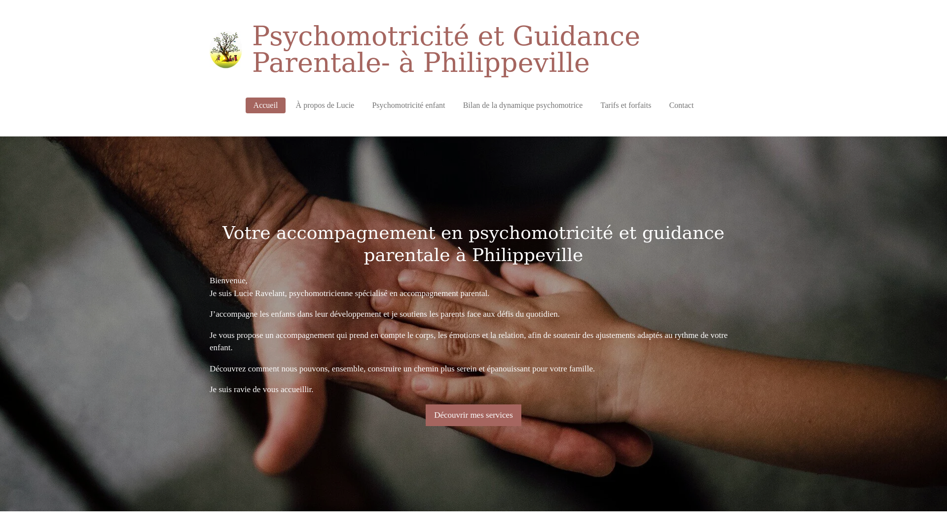 website screenshot of https://lucie-ravelant-psychomotricite-et-guidance-parentale.be/