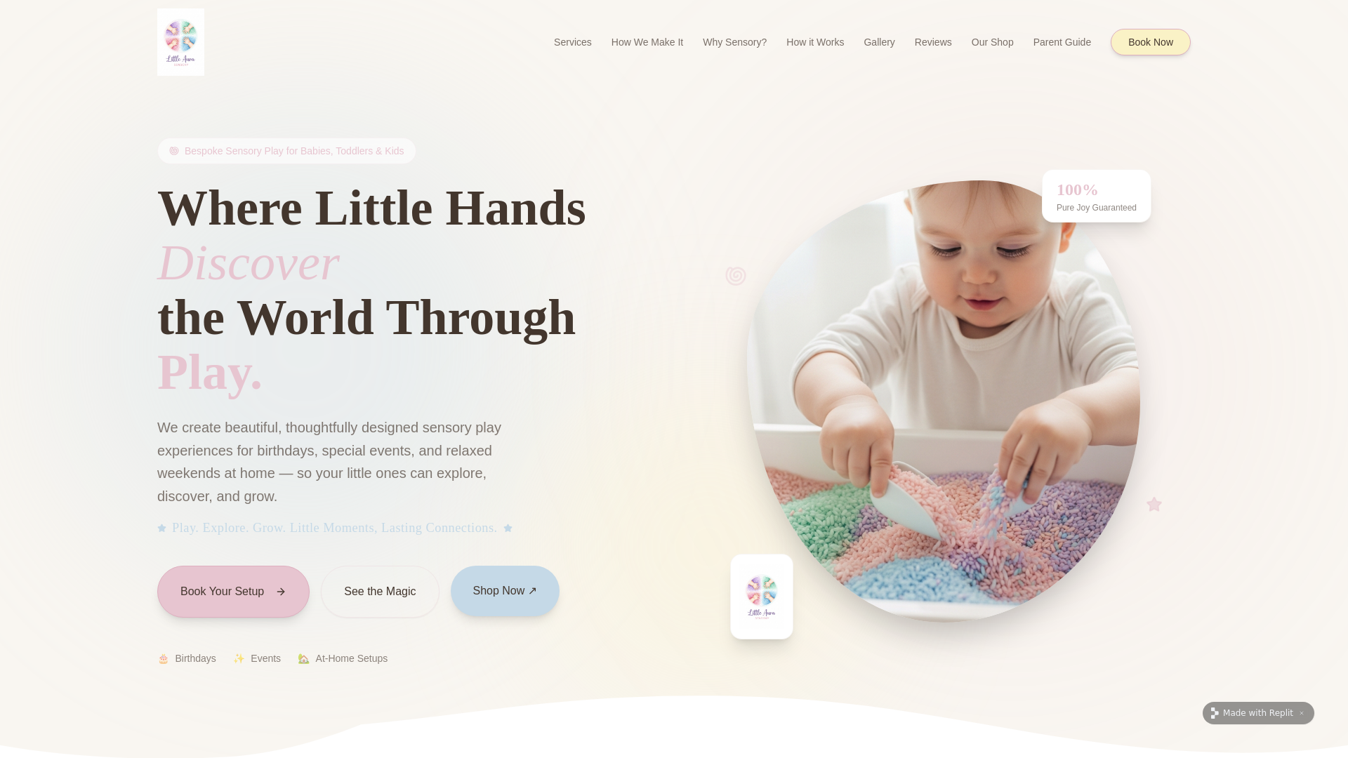website screenshot of https://littleaurasensory.com