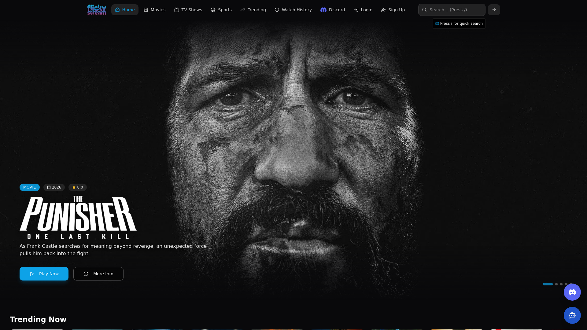 website screenshot of https://flickystream.ru/