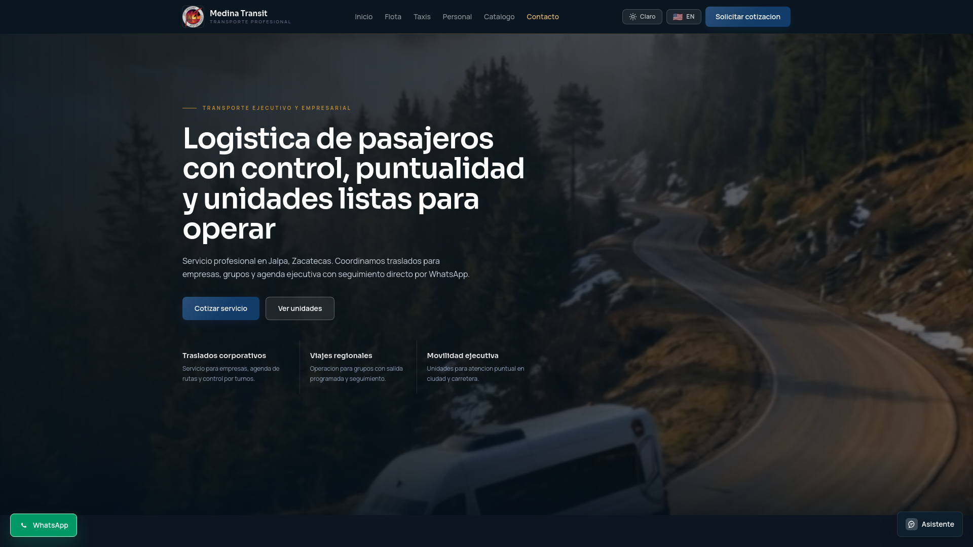website screenshot of https://medinatransit.com.mx/