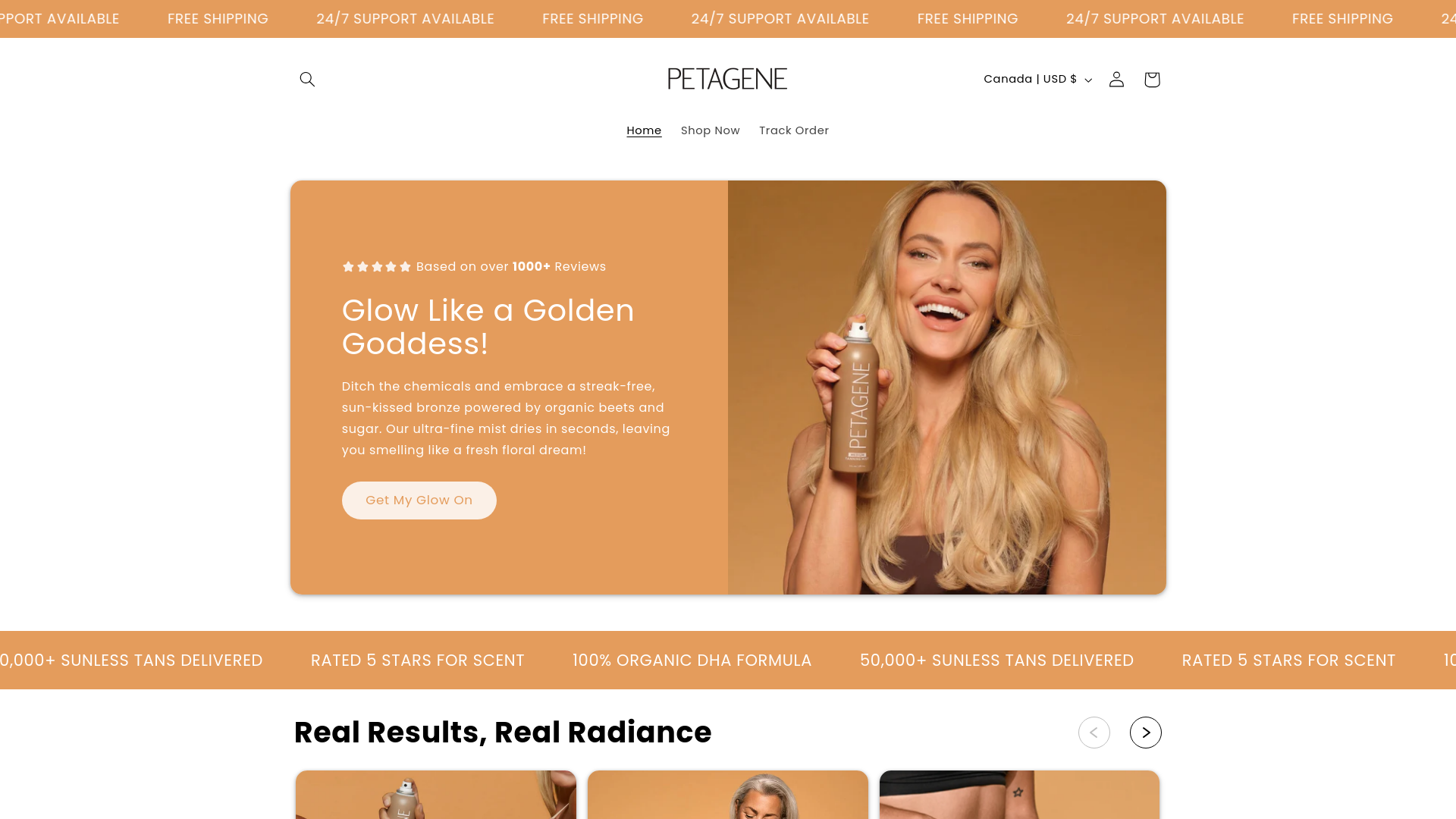 website screenshot of https://petagene.store