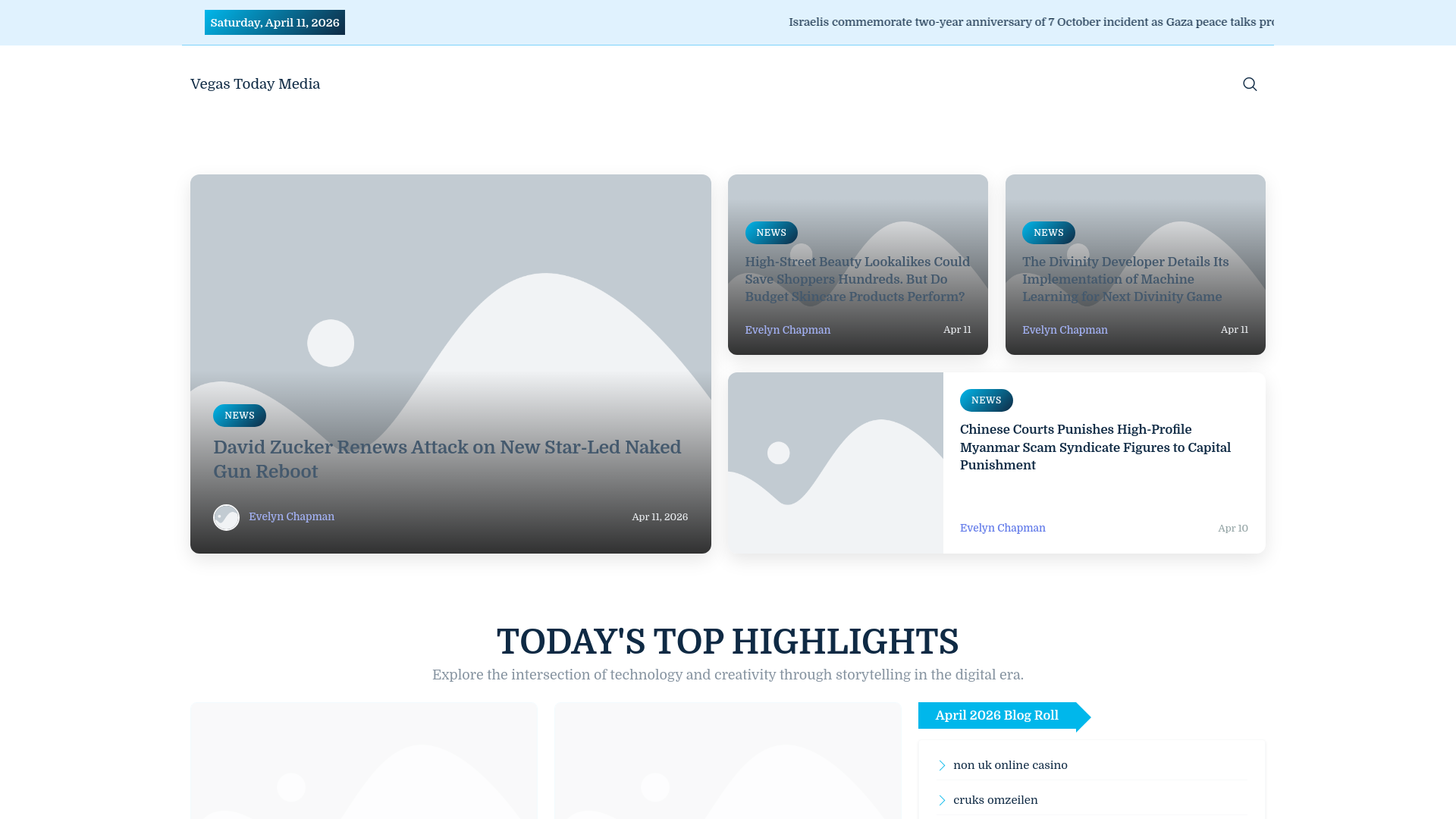 website screenshot of https://vegastodaymedia.nl/