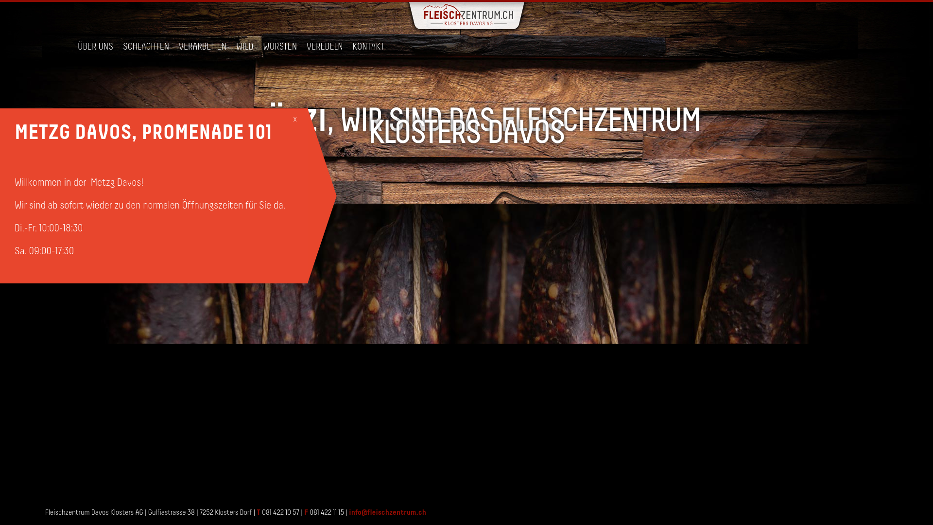 website screenshot of https://metzgereidavos.ch/