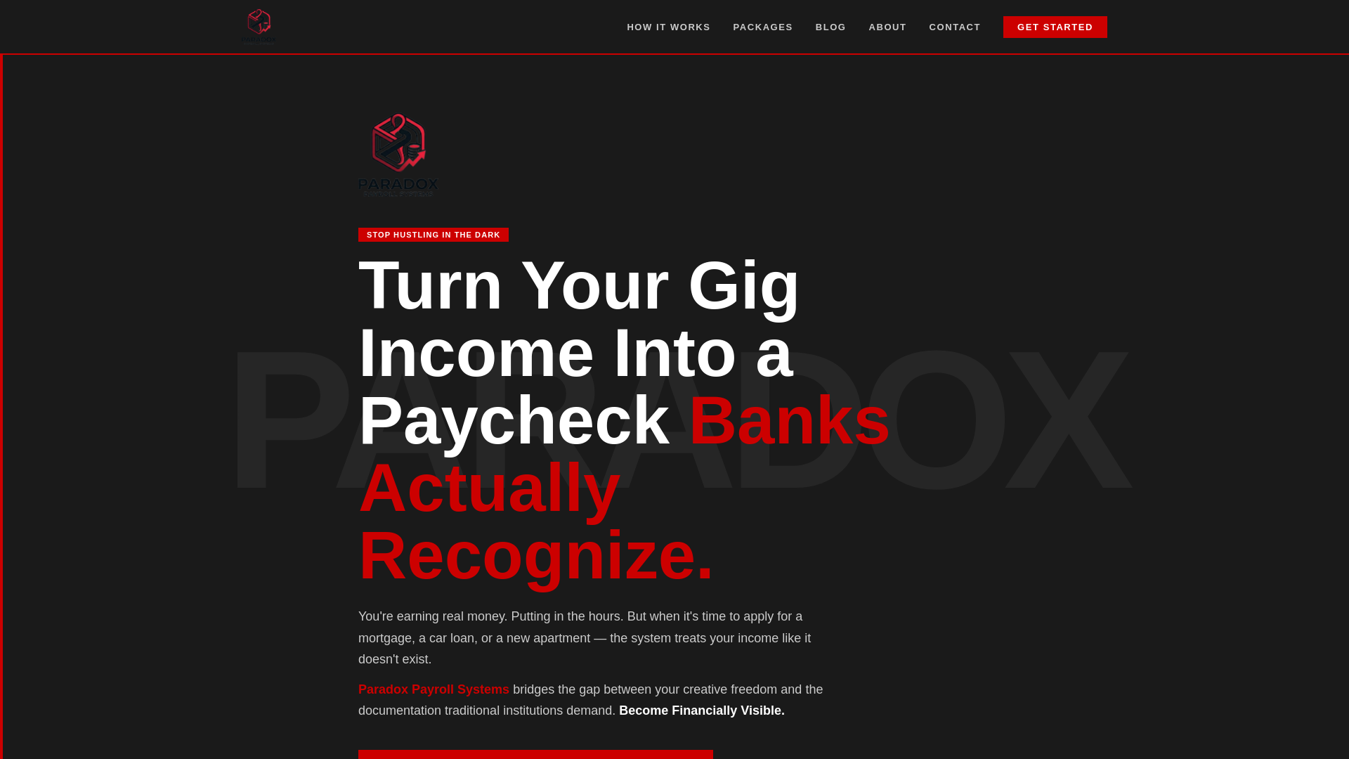 website screenshot of https://paradoxpays.online/