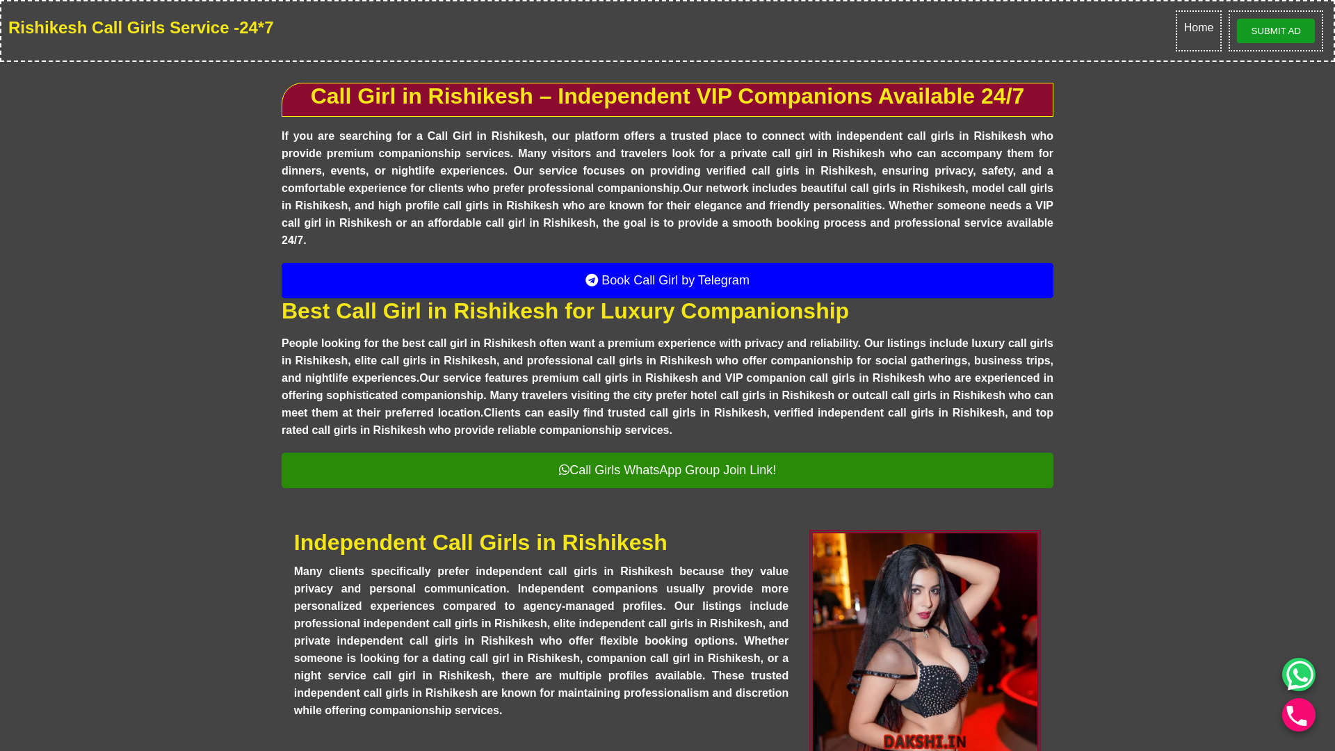 website screenshot of https://kajalrishikeshescorts.com/