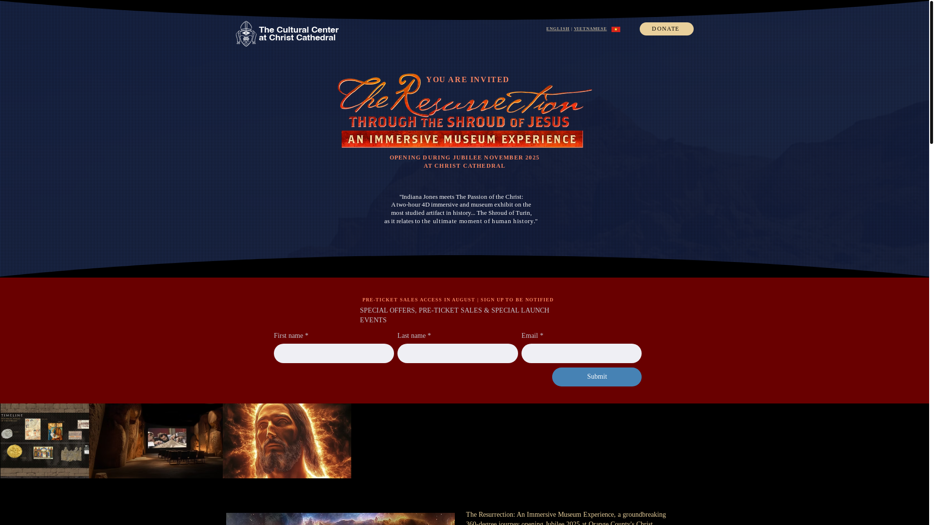 website screenshot of https://theshroudexperience.com/