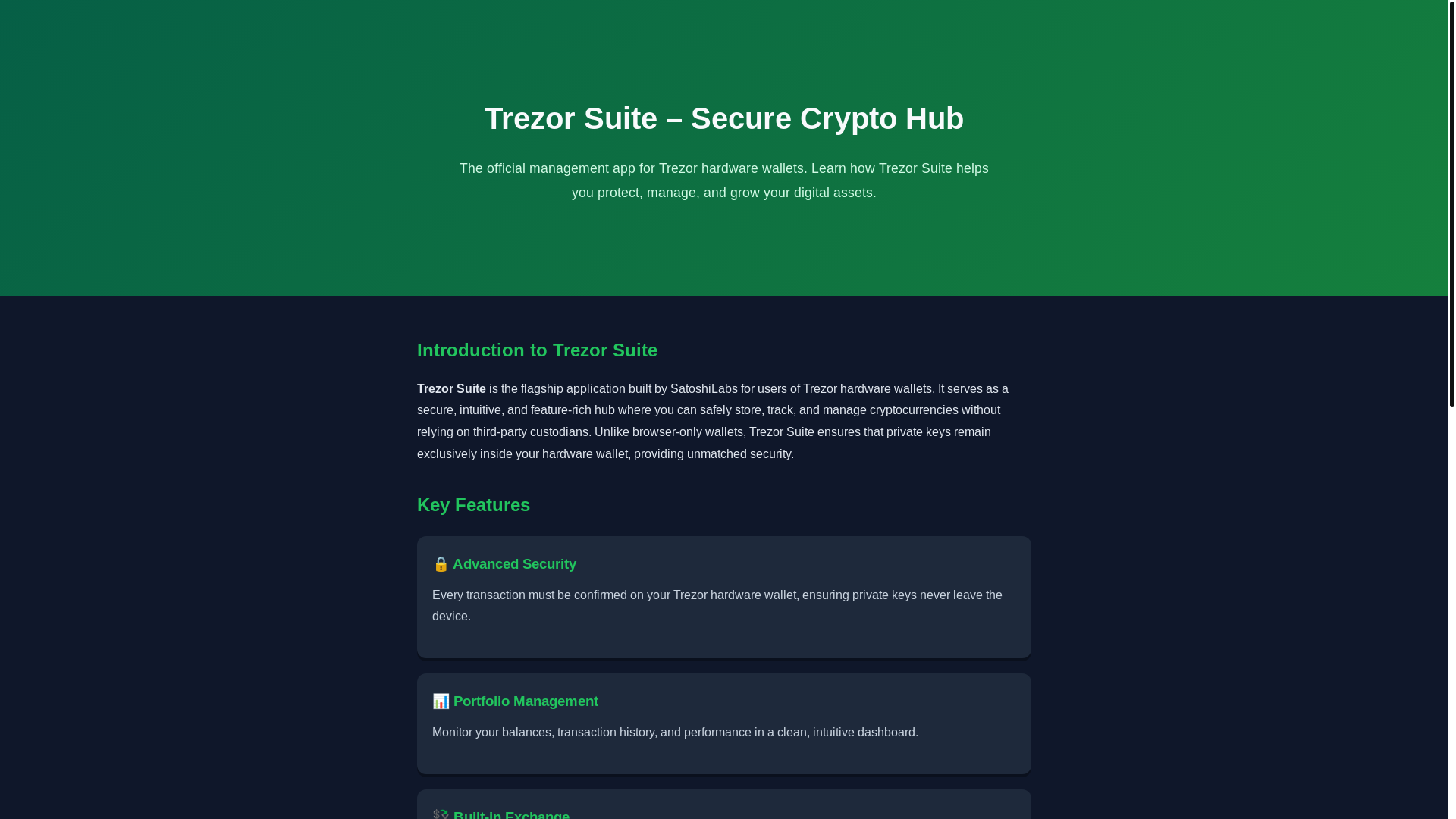 website screenshot of https://docs-trezore-suite.pages.dev/