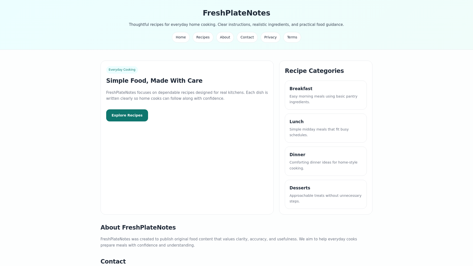 website screenshot of https://freshplatenotes.com