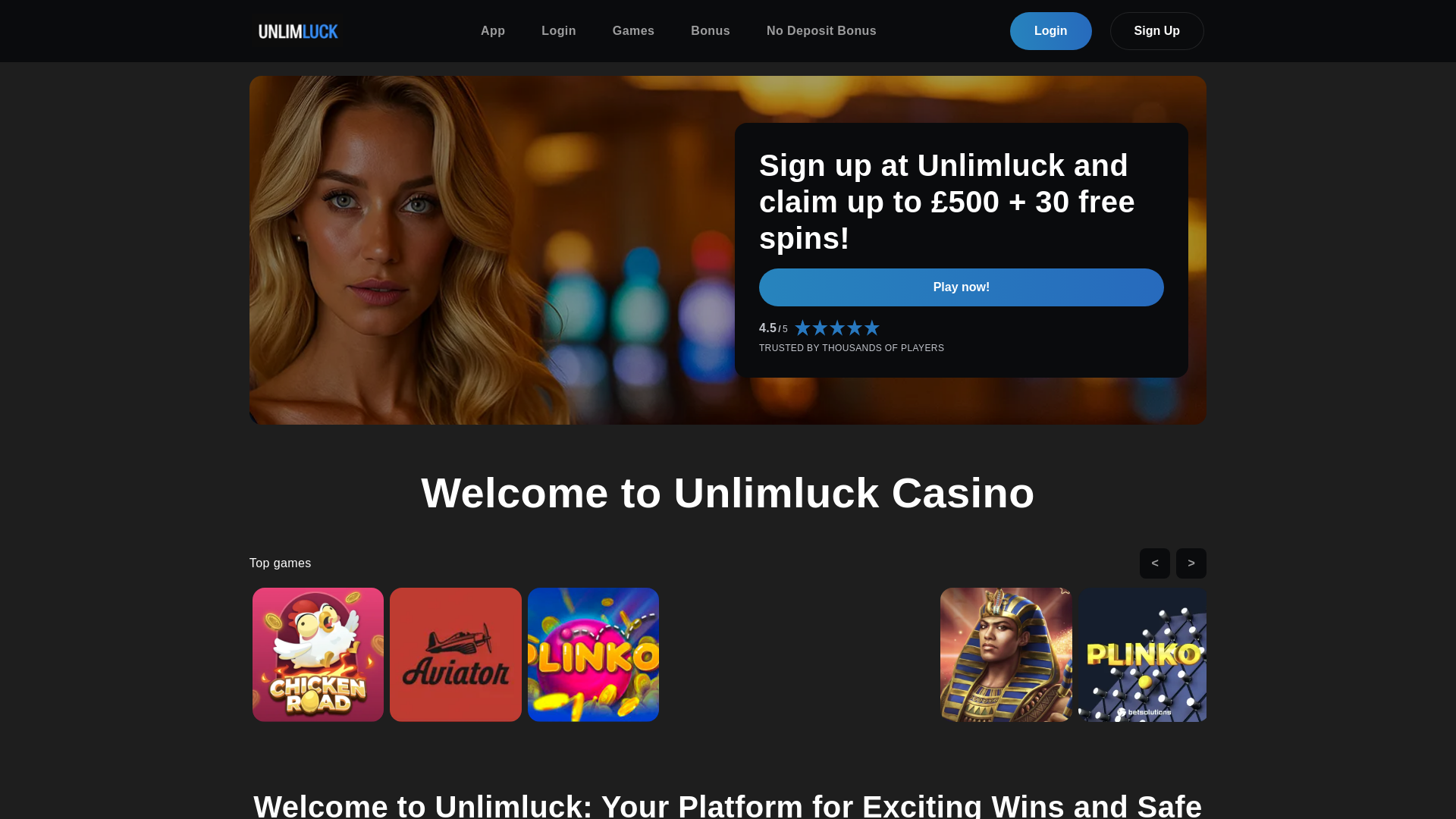 website screenshot of https://unlim-luck-games.pages.dev/