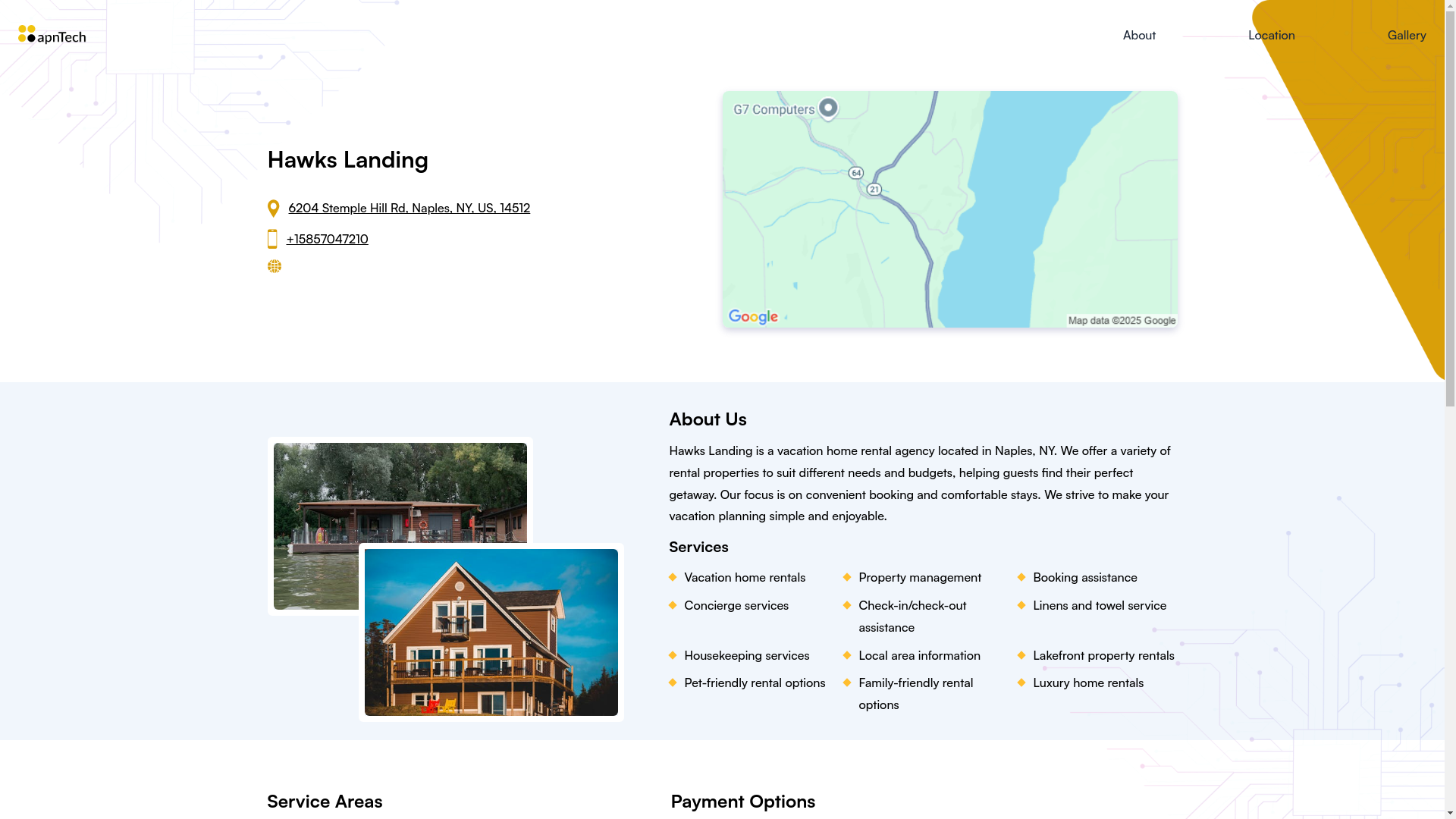 website screenshot of https://hawkslanding.online/