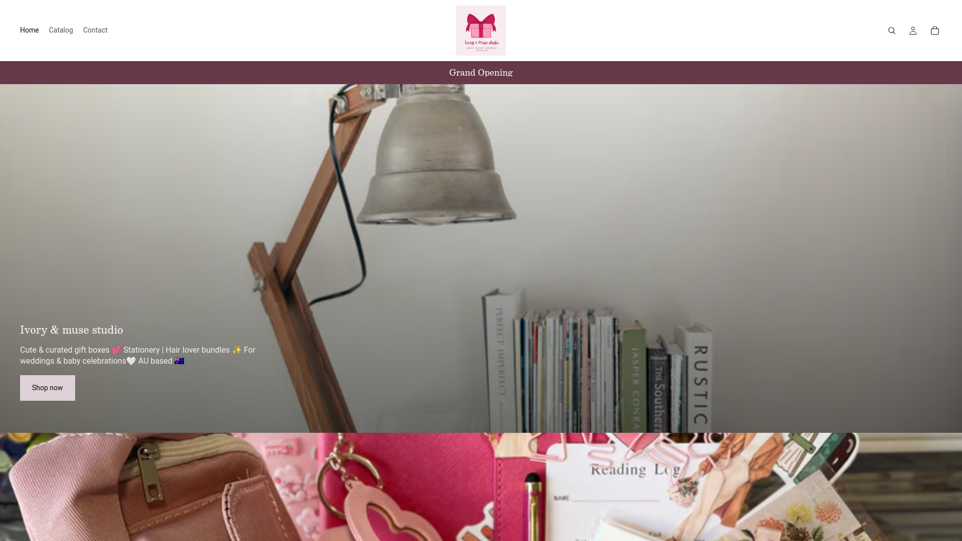 website screenshot of https://ivoryandmusestudio.com/