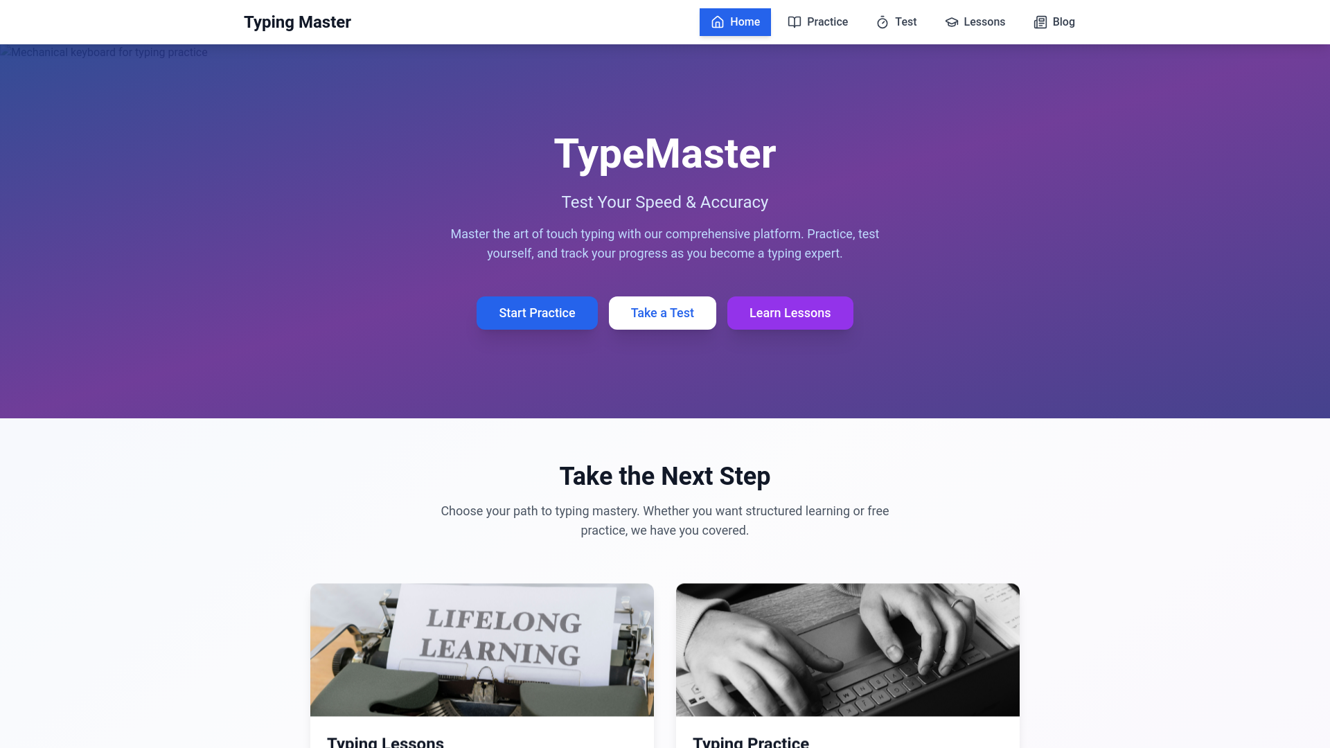 website screenshot of https://typemasterlearn.com/